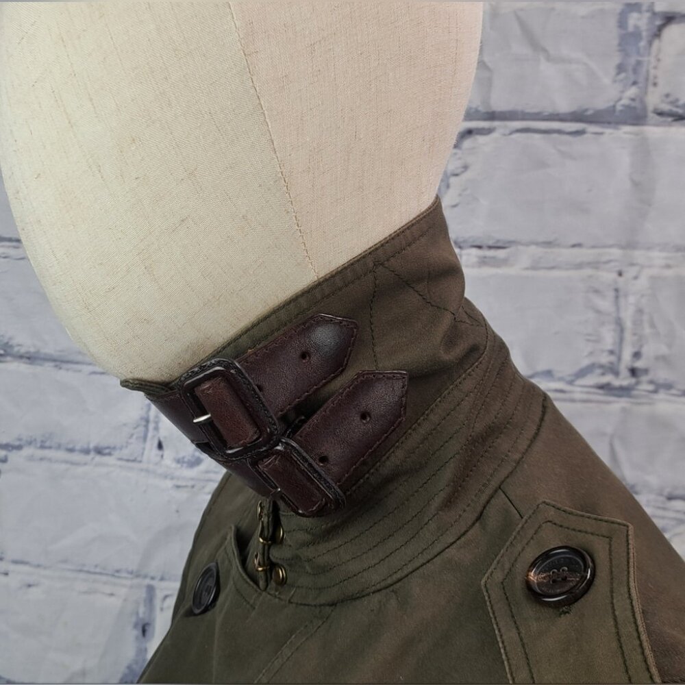 Burberry Queensborough Trench Coat Jacket Army Green Garbardine Mid-Length 4 US - Picture 9 of 16